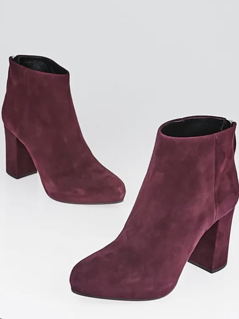 Prada Suede Ankle Booties in Deep Burgundy